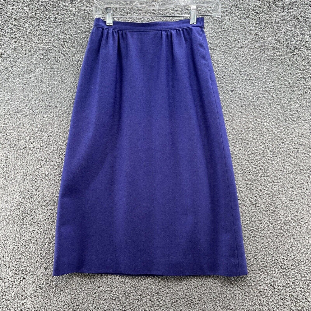 Vintage Pendleton Skirt Womens 6 Purple Virgin Wool Midi Pleat Flare Pockets USA
